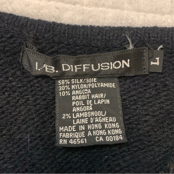VINTAGE I.B. DIFFUSION angora silk wool short sleeve sweater sequins black large - Picture 3 of 6